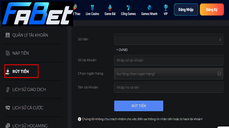 Đa dạng hình thức rút tiền tại nhà cái Fabet